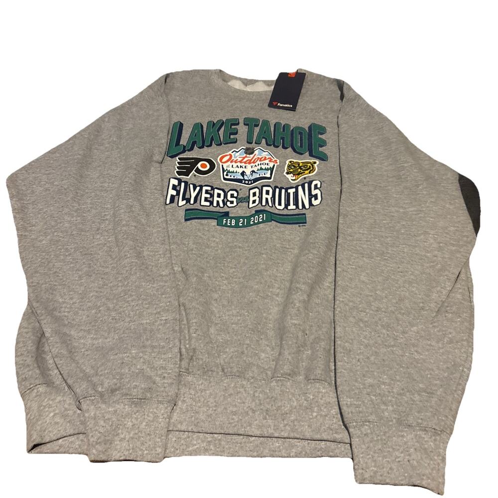 Philadelphia Flyer Vs. Boston Bruins 2021 Lake Tahoe NHL Gray Sweater NWT L